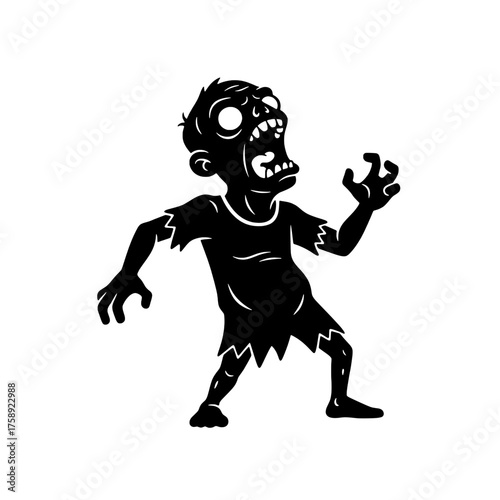 Cartoon, zombie, siluette, illustration, roar, svg