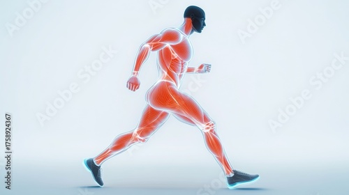 Anatomy of Running Man Muscle System in Motion, Fitness, Anatomy