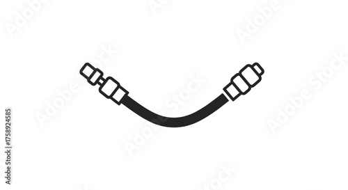 Flexible Hose with Metal Connectors Line Art Illustration.