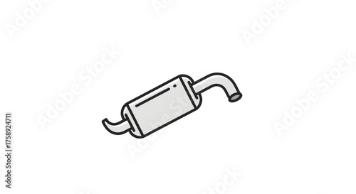 Car Muffler: Exhaust System Component with Curved Pipes and Cylindrical Body.