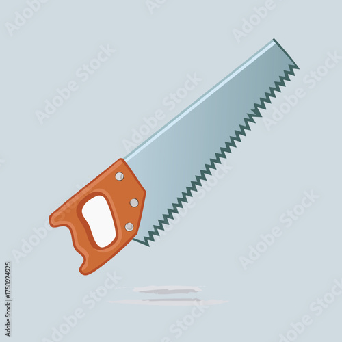 Cartoon Illustration of a Hand Saw with Teeth