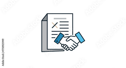 Agreement Handshake: Business Deal Illustration with Contract Document.