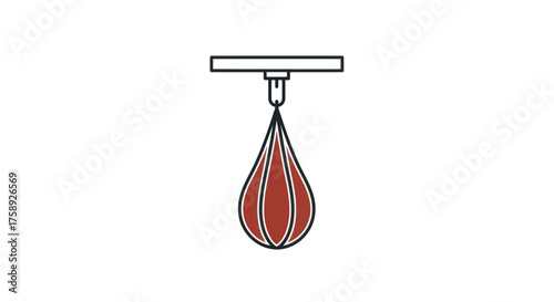 Red Pear-Shaped Boxing Speed Bag Hanging from Ceiling.
