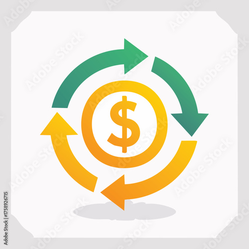 Financial Cycle Concept with Dollar Sign and Arrows