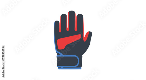 Black and Red Padded Workout Glove with Blue Accents.