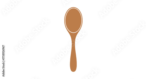 Simple wooden spoon kitchen utensil illustration cooking tool.