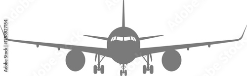 Print Front View Airplane Silhouette Vector Illustration