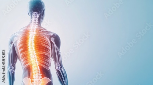 Human Anatomy Spine Highlighted, Health ,Backpain