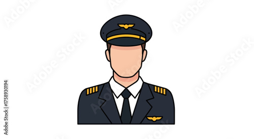 Cartoon Illustration of a Pilot in Uniform Ready to Fly.