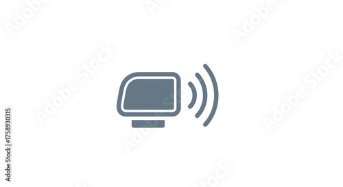 Modern train icon with wireless signal waves.