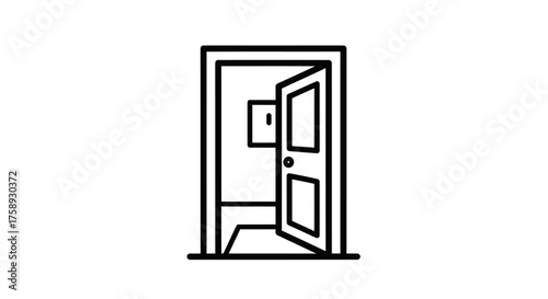 Open Doorway with Visible Interior and Frame.