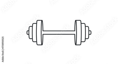 Simple Line Drawing of a Dumbbell for Fitness and Exercise.