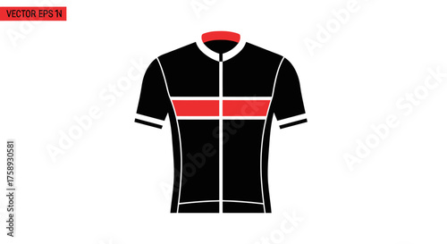 Black and Red Cycling Jersey with White Accents.
