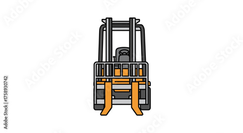 Front View Illustration of a Forklift with Orange Forks.