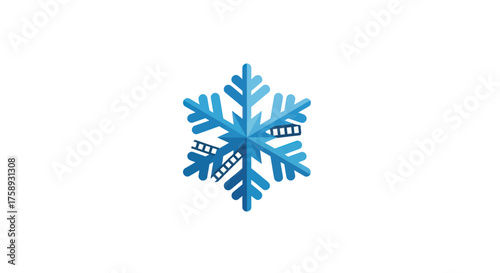 Detailed Blue Snowflake with Film Reel Elements.