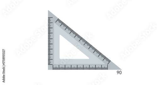Clear Plastic Right Triangle Ruler with Markings for Measurement.