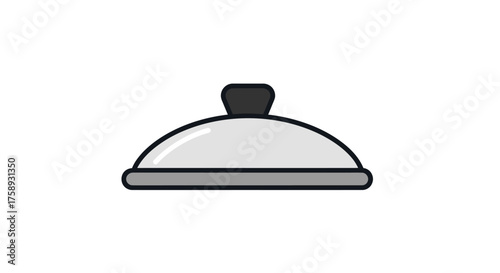 Simple illustration of a covered serving dish with a handle.