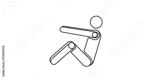 Minimalist Line Art Person Doing Sit-Up Exercise.