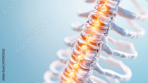 Spine Anatomy Vertebrae with Nerve Network and Rib Cage Structure , Spine , Anatomy