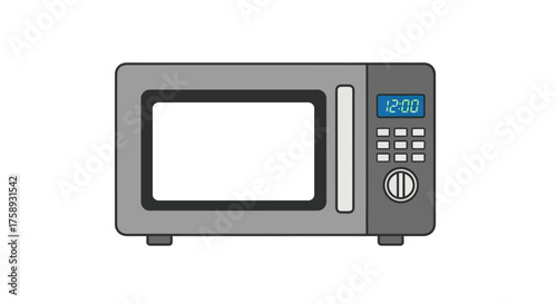 Gray Microwave Oven with Digital Display and Control Panel.