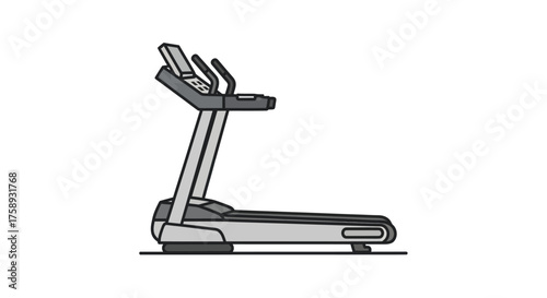 Modern Treadmill Illustration with Digital Display and Handles.