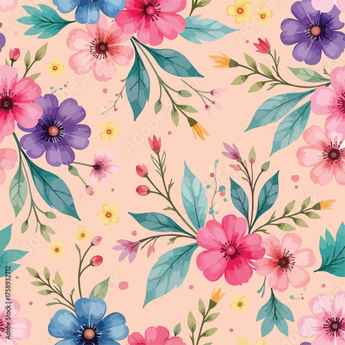 watercolor seamless floral pattern design