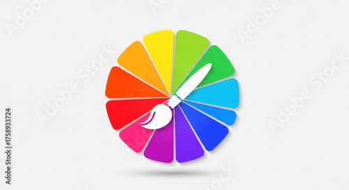 Color wheel with paintbrush illustration for art design and creative painting projects and graphic design work