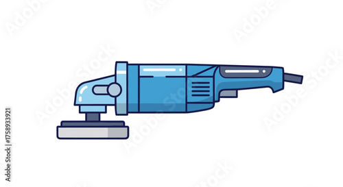 Blue Electric Angle Grinder Power Tool Vector Illustration.