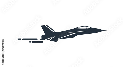 Silhouette of a Modern Military Jet Aircraft in Flight.