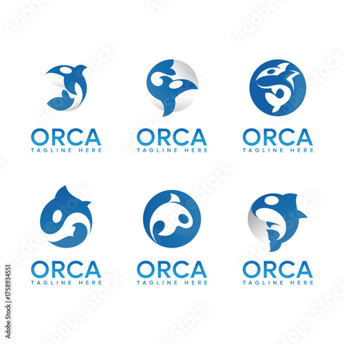 Modern minimalist orca logo collection