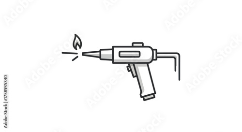 Line art illustration of a blowtorch with flame.