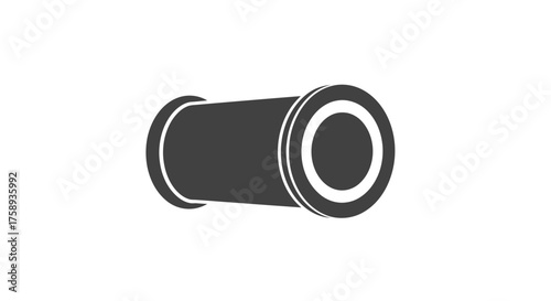 Simple Black and White Cylindrical Object with Circular Ends.