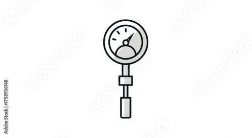 Stylized illustration of a pressure gauge with a circular dial and needle.