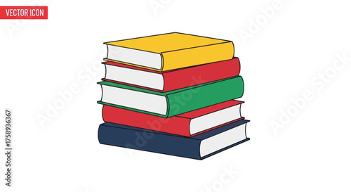 Stack of Colorful Books with Various Cover Colors.