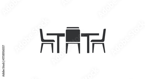 Simple Silhouette of a Dining Table with Four Chairs.