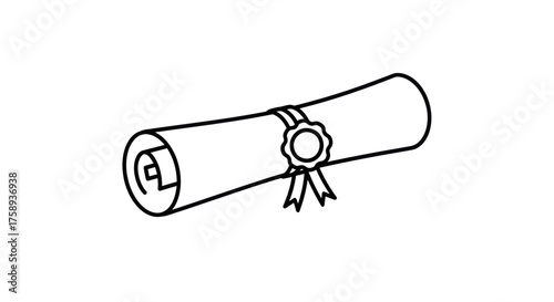 black and white diploma scroll clip art preview