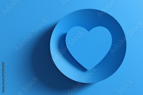 Simple poster with blue circle shadow shaped like a heart — minimalist compassion concept for World Diabetes Day