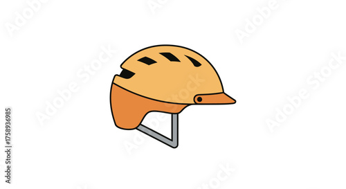 Cartoon Style Orange Yellow Bicycle Helmet Illustration.