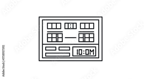 Simple Black and White Scoreboard Icon Displaying Game Results.