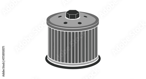 Cylindrical Pleated Gray Filter with Hexagonal Top.