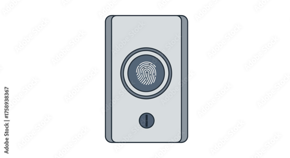Fototapeta premium Modern Fingerprint Scanner Device with Button and Circle Design.