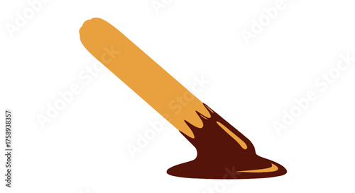 Chocolate-Dipped Biscuit Stick with Brown Chocolate Coating.
