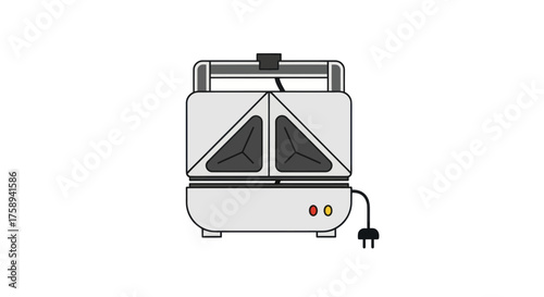 Open White Electric Sandwich Maker Toaster Illustration for Breakfast.