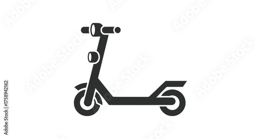 Sleek Black Electric Scooter Icon with Handlebars and Wheels.