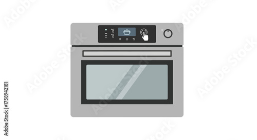 Modern Stainless Steel Built-in Electric Oven with Digital Display.