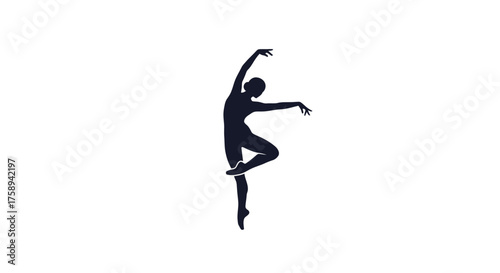 Elegant black silhouette of a ballet dancer in a graceful dynamic pose.