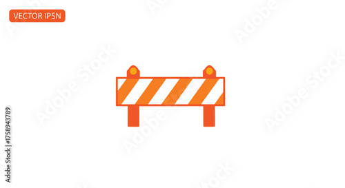 Orange and White Striped Construction Barrier with Two Legs.