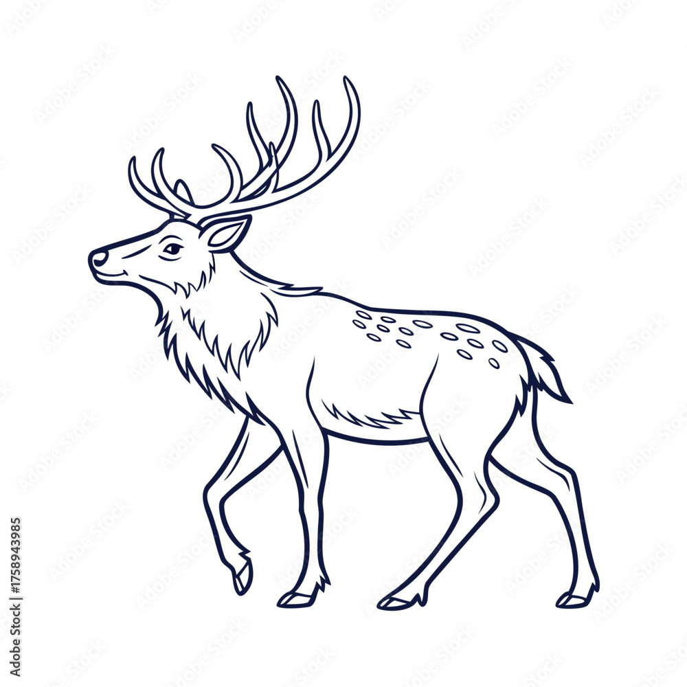 Fototapeta premium Stylized Walking Deer Animal Illustration