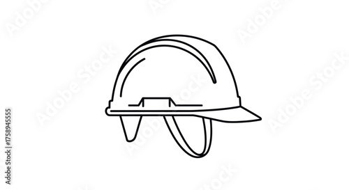 Outline Drawing of a Construction Safety Hard Hat Protective Headgear Icon.