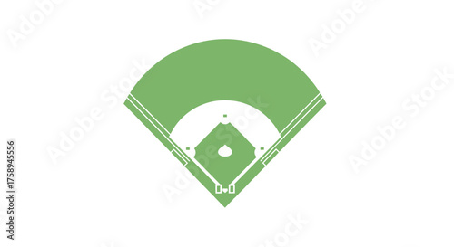 A simple green baseball field icon showing the diamond bases and pitchers mound from a top-down view.